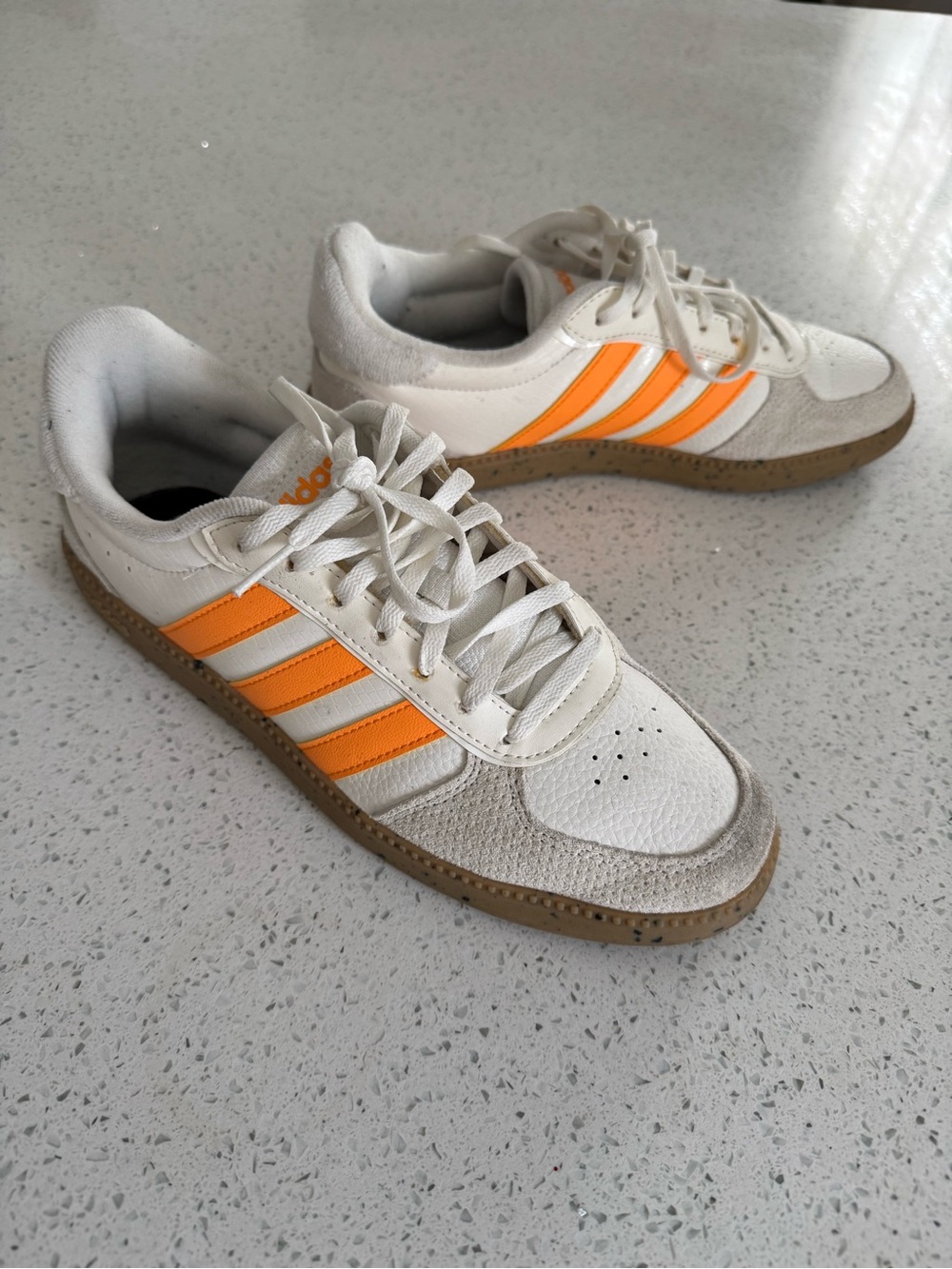 adidas White & Orange Classic Low-Top Sneakers